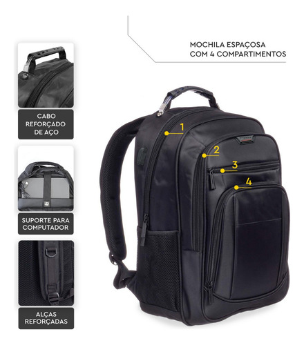 Imagen 6 de 9 de Mochila Notebook Usb Reforzada Urbana Impermeable