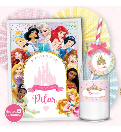 Kit Imprimible Princesas Disney Glitter Cumpleaños