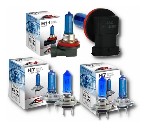 Imagem 1 de 7 de Lâmpada H11 H7 4500k 55w 3 Pares 12v Super Branco