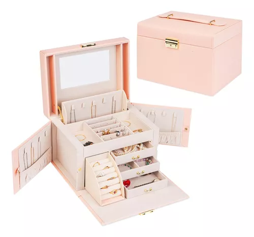 Joyero organizador de gran espacio, caja de almacenamiento de acrílico de  tres capas, regalo para niñas (color estilo: 4, tamaño: 9.4 x 5.3 x 4.3 in)