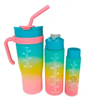 Comprar Set 3 Botellas De Estampado 2d Verde Y+regalo Agendita