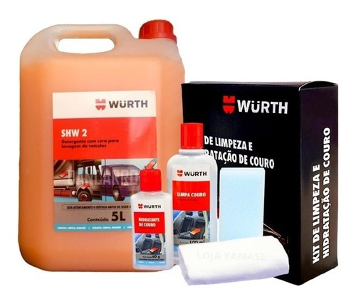 Kit Wurth 1 Shampoo 5l + 1 Kit Couro Automotivo