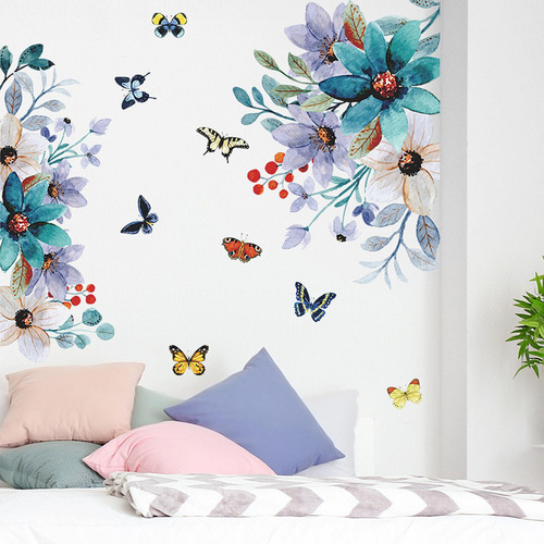 Adhesivo De Pared Con Diseño De Flores, Accesorio De