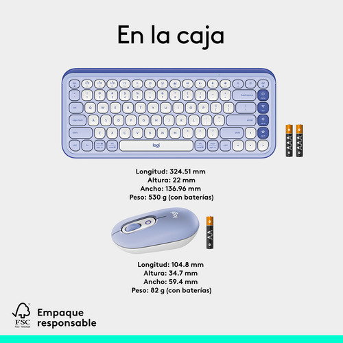 Teclado Logitech + Mouse Pop Icon Bluetooth Wireless Lila