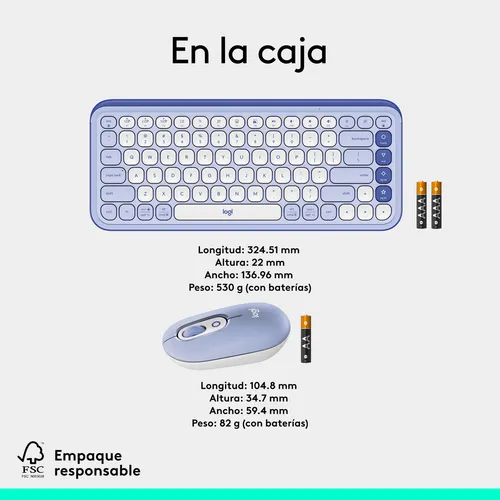 Combo Teclado Y Mouse Logitech Pop Icon, Español, Lila