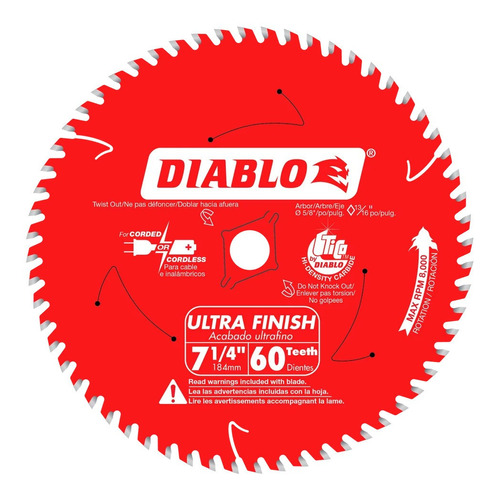Disco Diablo Para Sierra Circular 7-1/4 60 Dientes D0760r