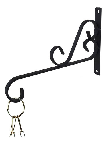 Imagem 2 de 8 de Gancho Suporte Rústico P/ Plantas Parede 20cm Preto Kit C/ 4