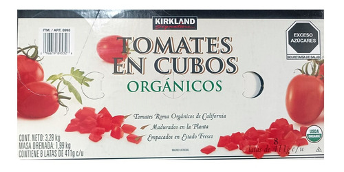 Tomates Organicos En Cubos Caja De 8 Latas - 411g C/u Tomate