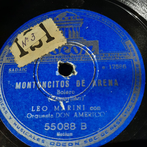 Pasta Leo Marini Con Orquesta Don Americo Odeon C191