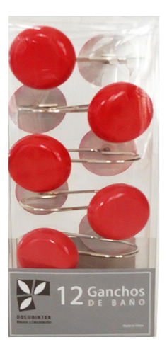 Ganchos Para Cortina De Baño Con Diseño Boton Artesanal Color Rojo