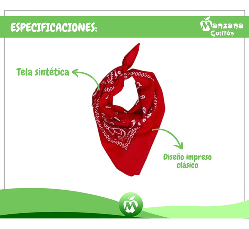 12 Unidades De Bandana Roja De Rockero Disfraz Cotillon