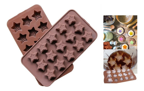 Pack X2 Moldes Chocolate Molde Silicona Reposteria Estrellas