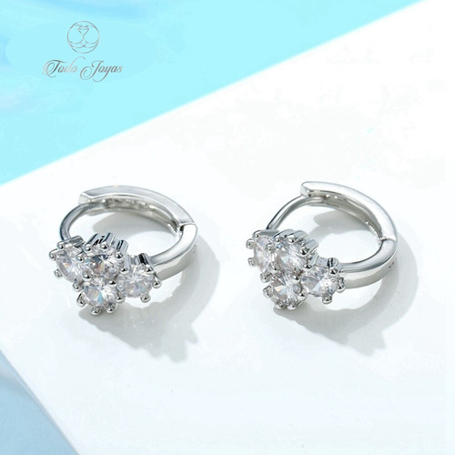 C Aros Flor Circones Baño Plata / Todojoyas