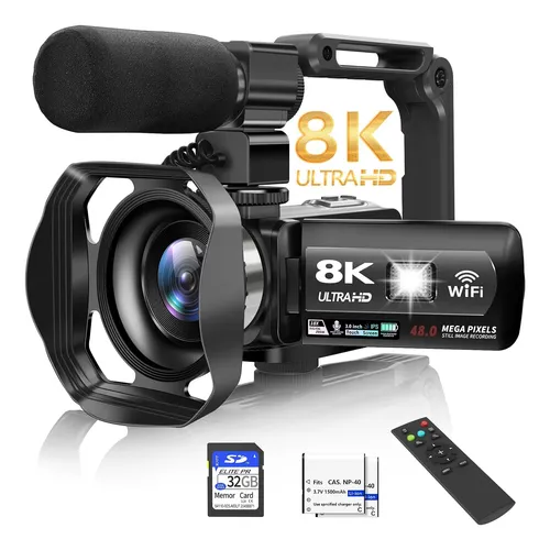 Video Camara 8k Camcorder 48mp 15fps Uhd Wifi Vlogging