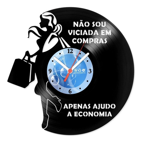 Relógio De Parede Disco Vinil Viciadas Em Compra - Vdi-371