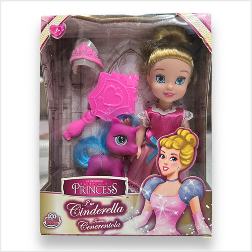 Muñeca Articulada Princesa 15cm + Pony Y Accesorios Cenicienta