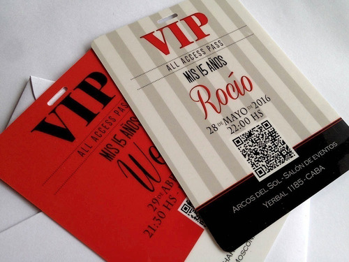Invitacion Vip 15 Años Plastificadas Simil Pvc Cordon X10