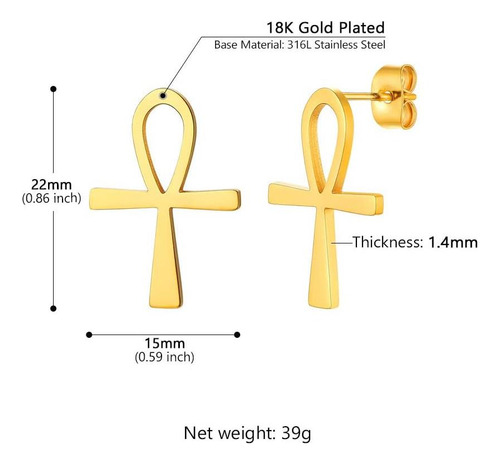 Pendientes Cruzados Ankh, Mitología Egipcia Africana, Llave