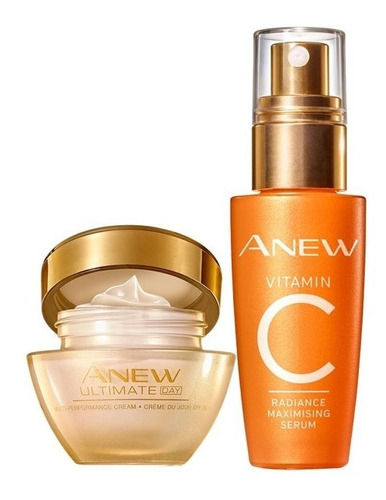 Set Crema Ultimate + Serum Vitamina C Anew Avon