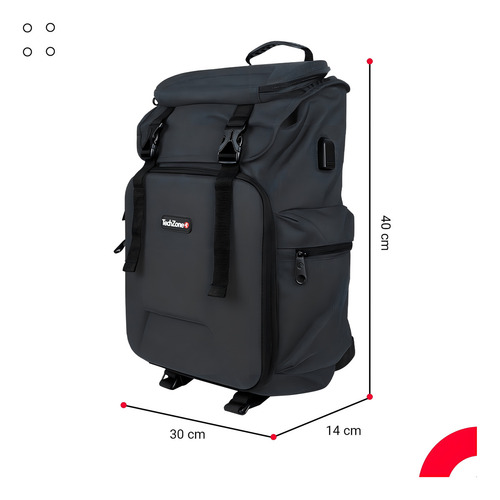 Mochila Techzone Gris Glory Para Laptop 15.6 Con Puerto Usb