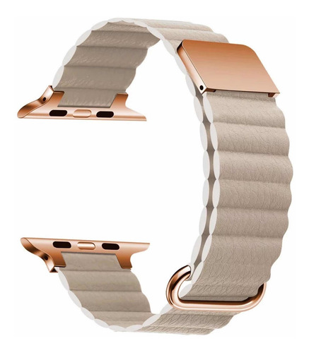 Imagen 1 de 5 de Correa Para Apple Watch Serie 7 De Cuero Magnéticas