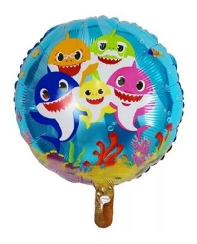 10 Unid. Baloes Baby Shark Redondo Personagem Bebe Tubarao