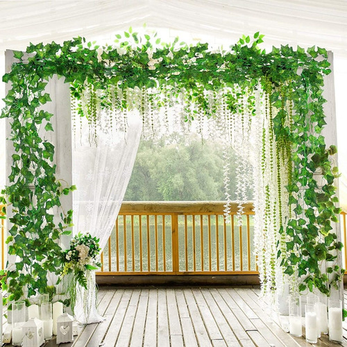 Imagen 5 de 7 de Guirnaldas De Hojas De Hiedra Artificiales Decorativas 12 Un