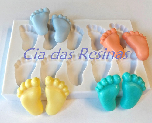 Molde Forma Silicone Bebe Pezinho 5 Pares Glicerina Parafina