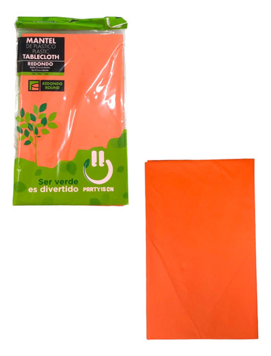 1 Mantel Redondo De Plastico Naranja Ideal Para Fiesta