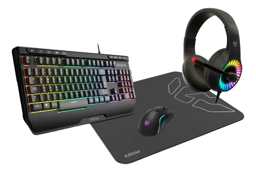 Combo Gamer Krom 4en1 Teclado/mouse/auricular/pad Kenya Febo