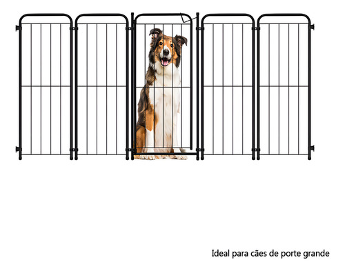 Valla grande para perros de 4 módulos con puerta de 1 m de altura, color negro