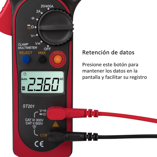 Amperímetro De Gancho 400a, St182pro 4000 Cuentas