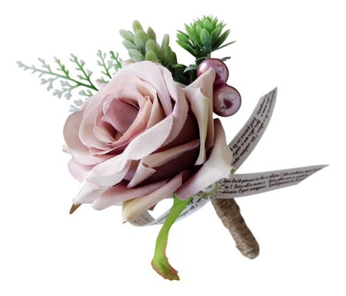 Imagen 8 de 12 de 2 Piezas Romántica Boda Fiesta Rosa Flor Boutonniere