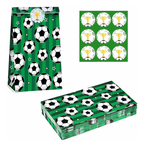 18 Bolsas De Souvenir Futbol Papel Kraft Import