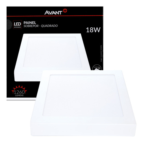 Plafon Led Quadrado 18w Painel Sobrepor Slim Avant 1ª Linha