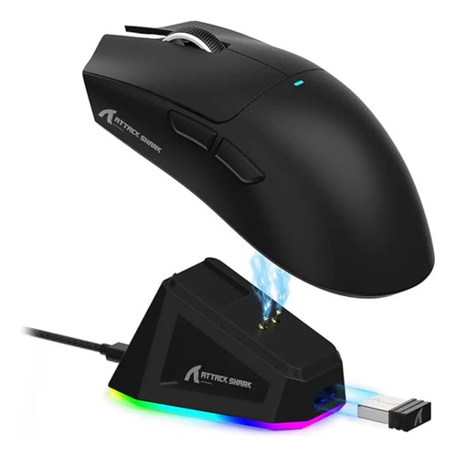 Mouse Gamer X11 Attack Shark Tri Mode 22000dpi Paw3311 Dock Preto