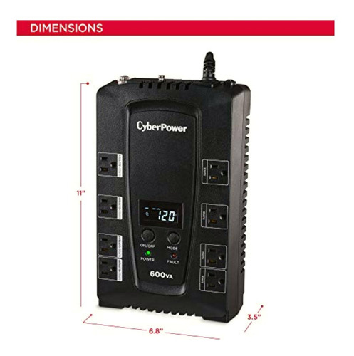 Cyberpower Cp600lcd Ups Con Lcd Inteligente 600 Va 340 W Avr