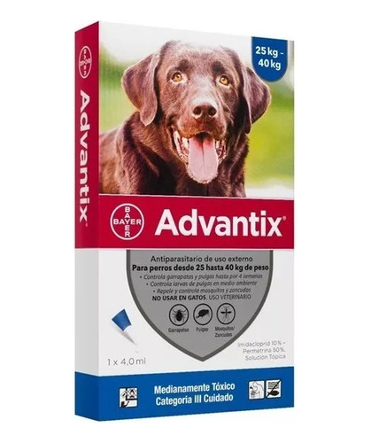 Pipeta Advantix De 25 A 40 Kg Para Perros Razas Mascotas 