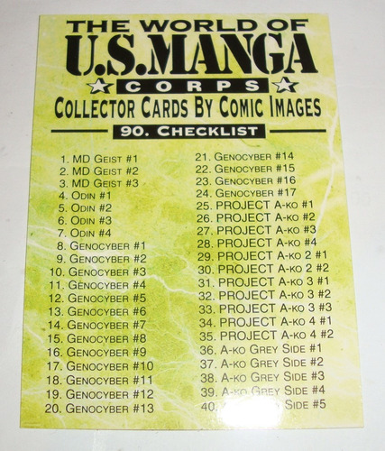 Lote 90 Tarjetas 1994 The World Of U.s. Manga Corps(mr2023) 