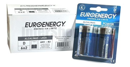 Euroenergy Alcalinas Tipo D Grandes Caja X 12 Unidades