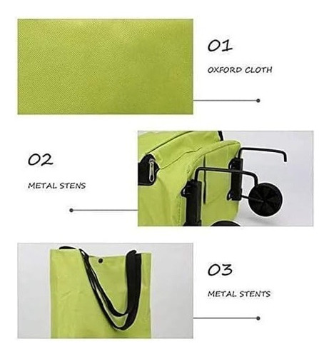 Bolso Plegable Ruedas Carrito Compras Bolsa Reutilizable
