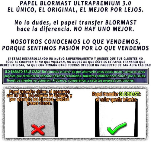 Imagen 6 de 10 de 10 A4 Papel Transfer Blormast Premium 3.0 Ropa Tela Oscura - El Mejor Del Mercado - 100% Profesional