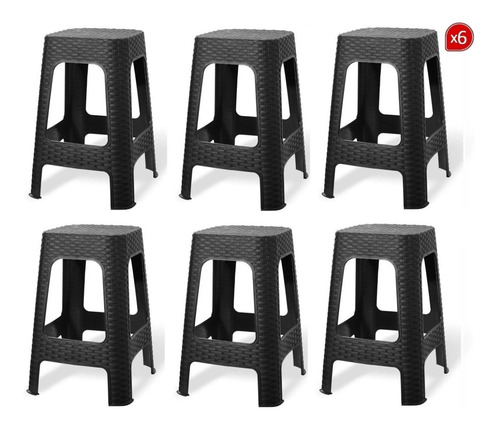 Imagen 2 de 8 de Banqueta Banquito Apilable Símil Ratan Plástico X6 Babymovil