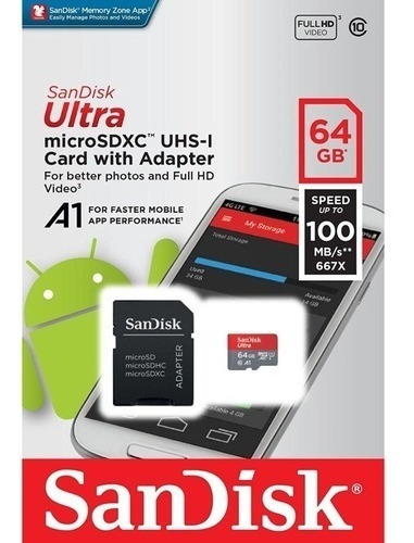Cartão Micro Sd 64gb Ultra Classe10 - 100mb/s Original