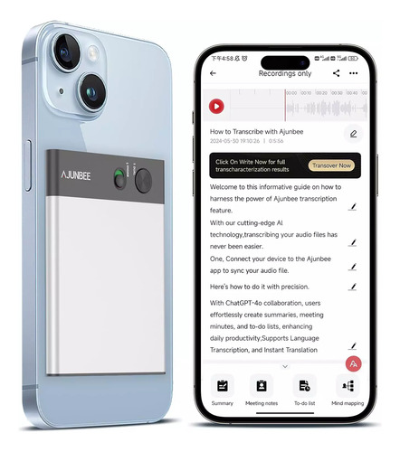 Gravador De Voz Ajunbee Com Chatgpt 64gb Tradutor Lançamento