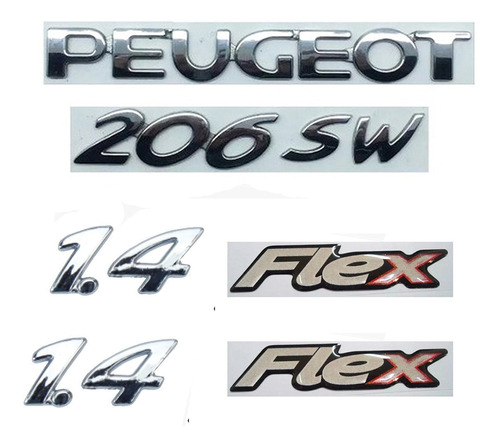 Kit Emblema Compativel 206 Sw 2x 1.4 2 Adesivos Flex