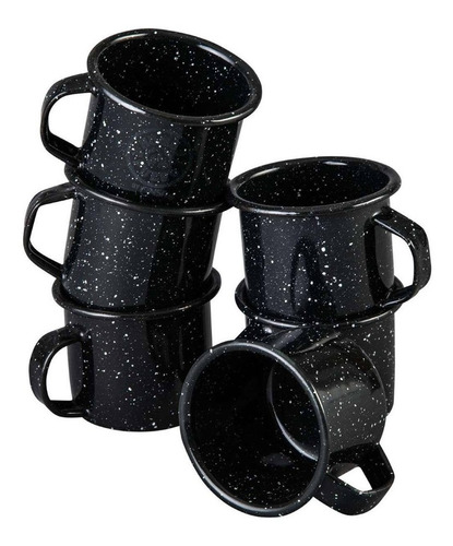 24 Tazas Mezcalera Peltre Negro Jaspeado 85 Ml Cinsa - 24 Pz