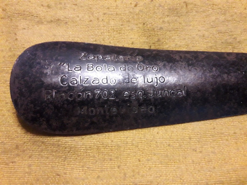 Antiguo Calzador Metal Zapateria  Bola De Oro 