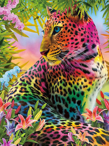 Diy 5d Diamond Painting Leopard, Full Drill Kits Flower...