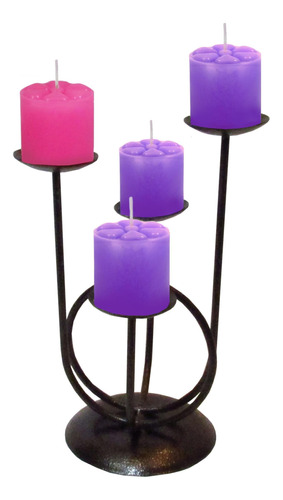 Castiçal 4 Aros Coroa Advento 4 Velas Candelabro Cores 3